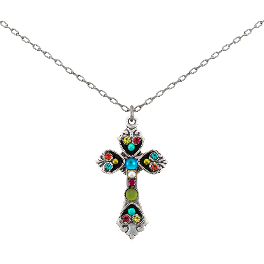 Firefly Jewelry Medium Cross Necklace Multi Color