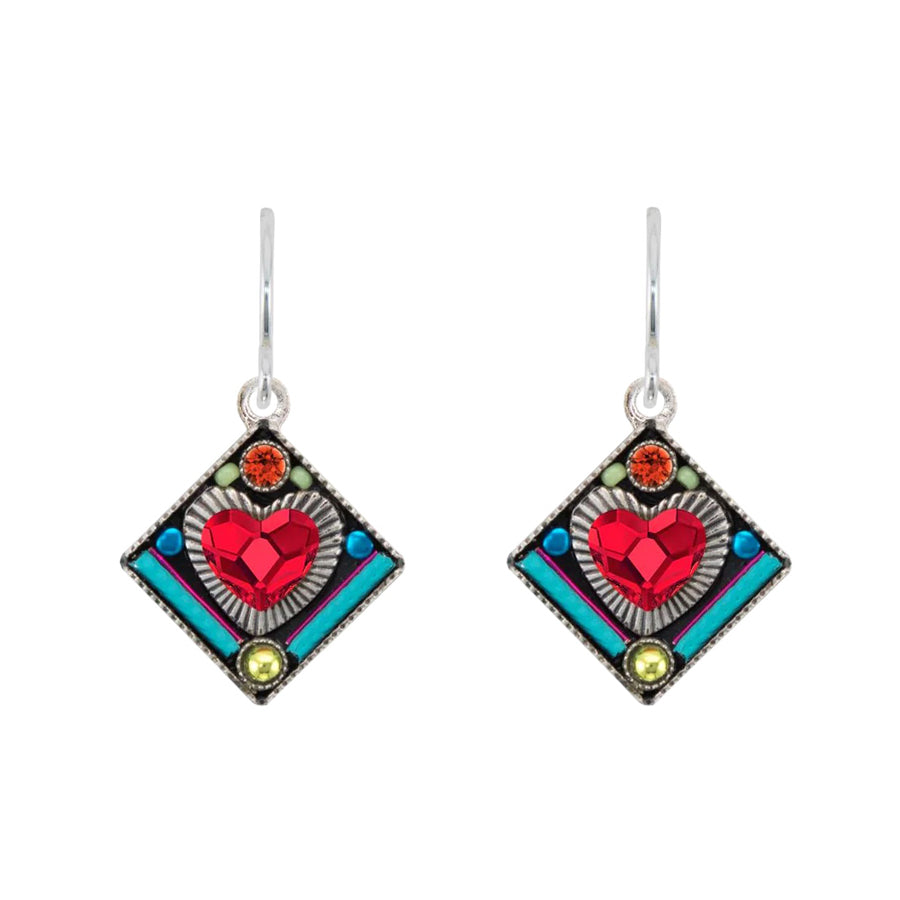 Firefly Jewelry Heart in Diamond Earrings Multicolor