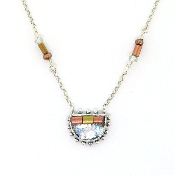 Angie Olami Necklace-Half Round Pendant with Copper