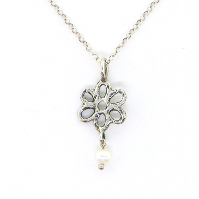 Angie Olami Necklace-Sterling Daisy & Pearl