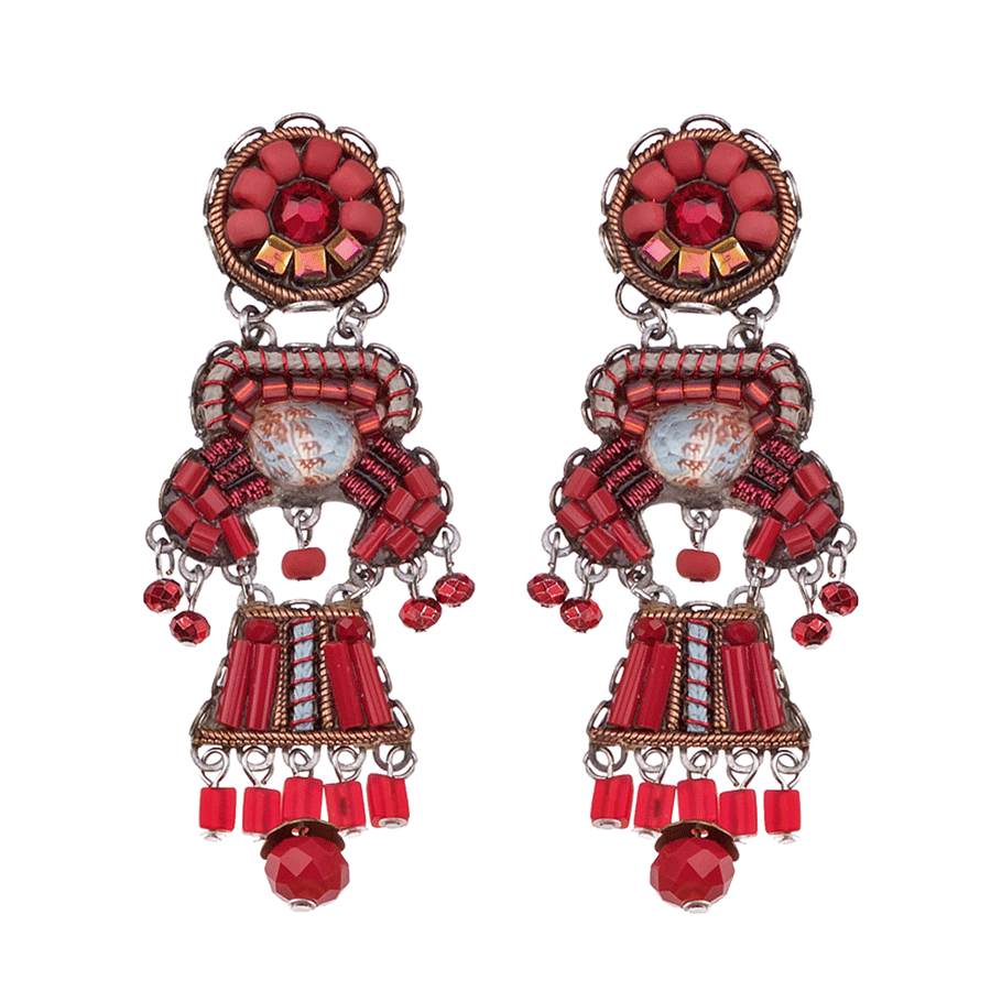 Ayala Bar Red Roses Earrings C1828