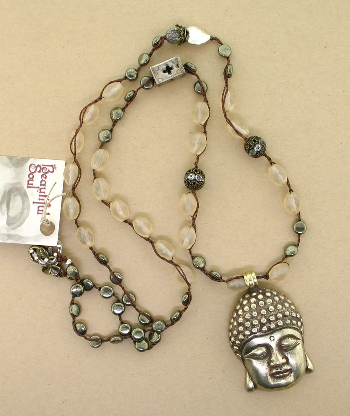 Beautiful Soul Big Buddha with Pyrite Necklace