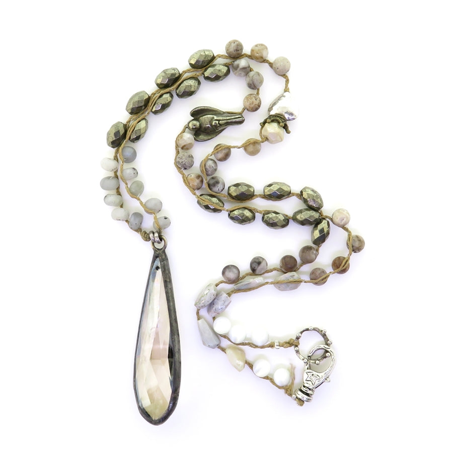 Beautiful Soul Crystal Drop with Angel and Heart Necklace