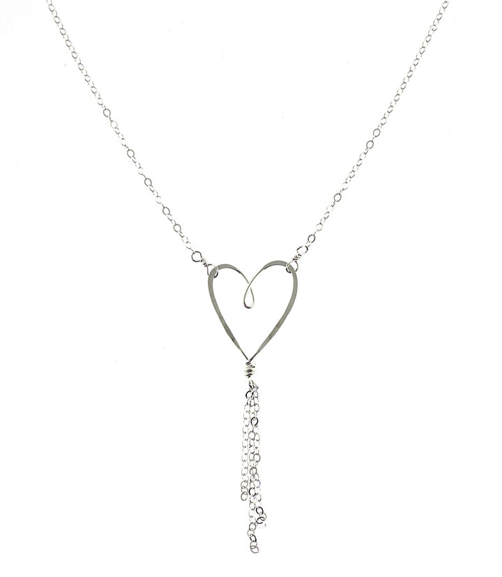 Beth Jewelry Heart Tassel Necklace Sterling Silver