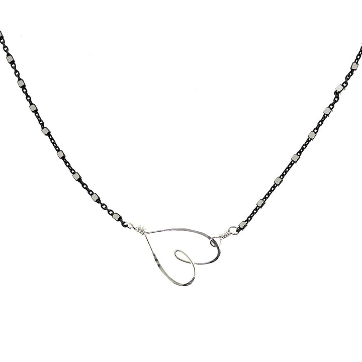 Beth Jewelry Tiny Heart Necklace Oxidized Silver
