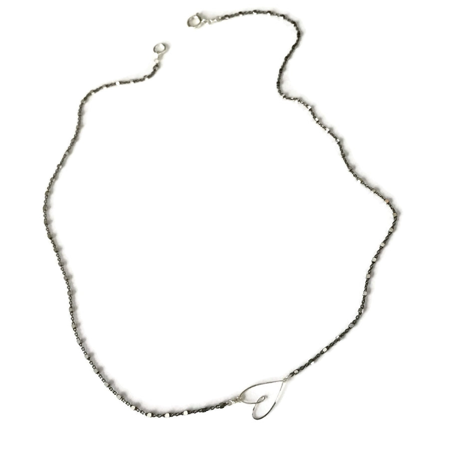 Beth Jewelry Tiny Heart Necklace Oxidized Silver