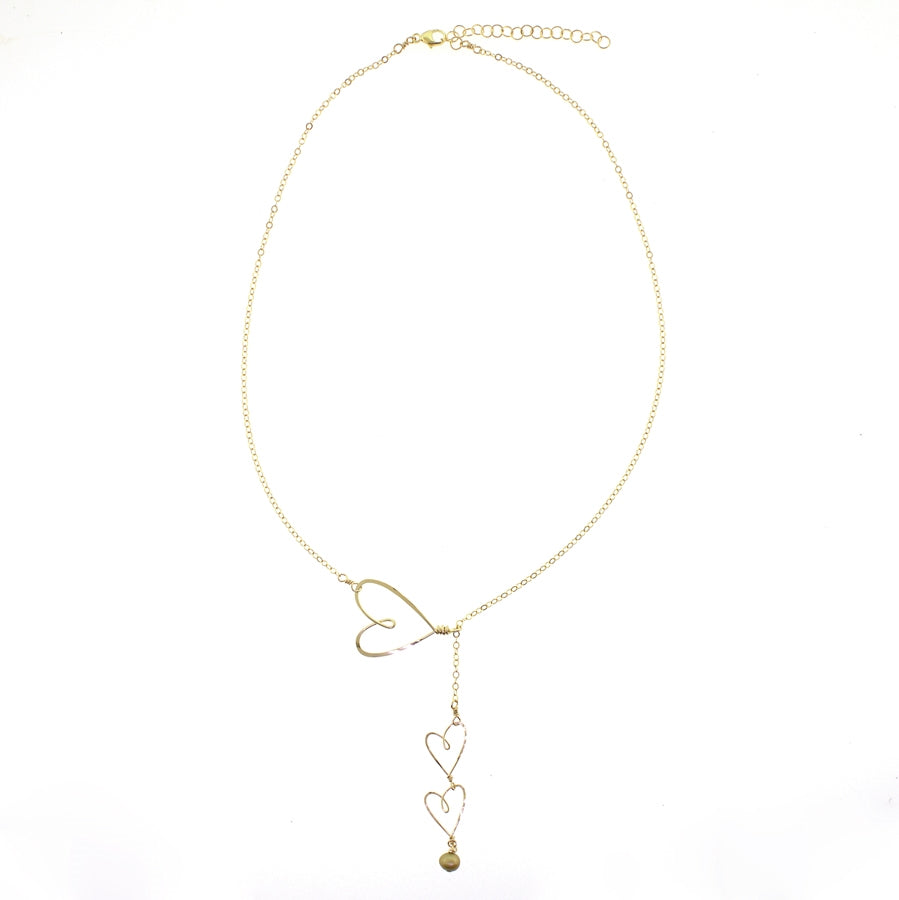 Beth Jewelry Sliding Hearts Necklace 14 Kt. Gold Filled