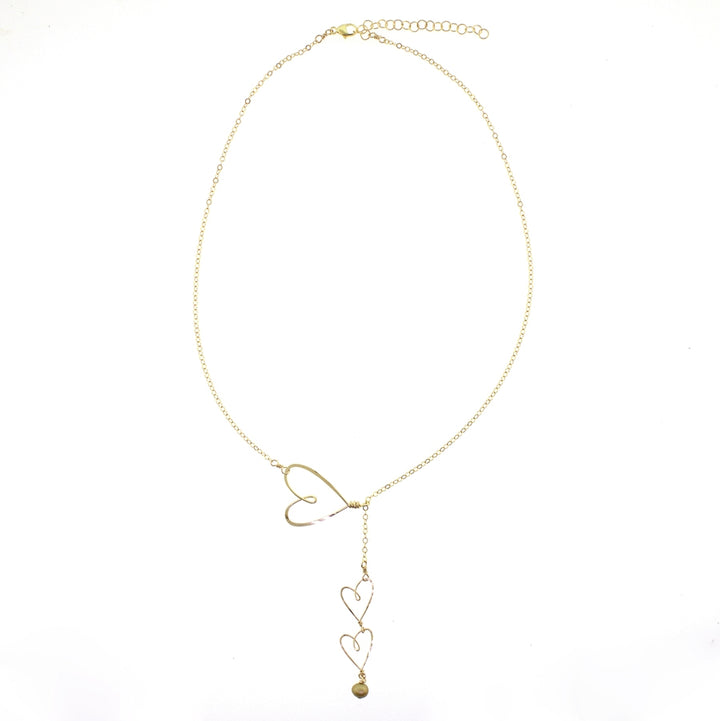 Beth Jewelry Sliding Hearts Necklace 14 Kt. Gold Filled