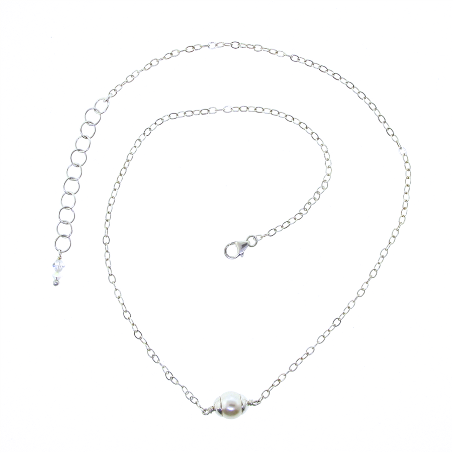 Christina Anastasia Sterling Silver Single Pearl Necklace