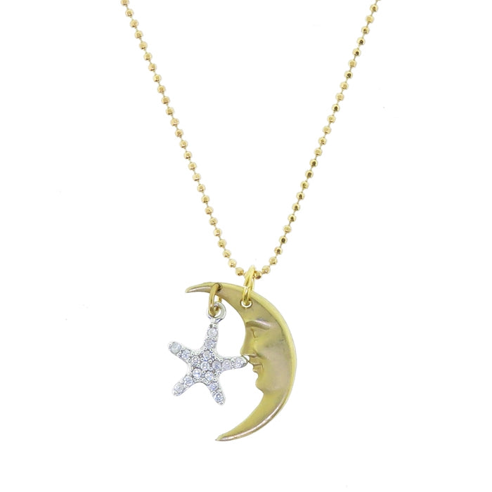 Clara Beau Crescent Moon Star Necklace