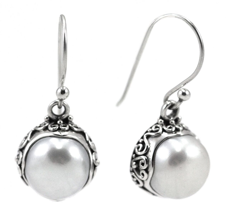 Indiri Freshwater Pearl Bali Silver Earrings