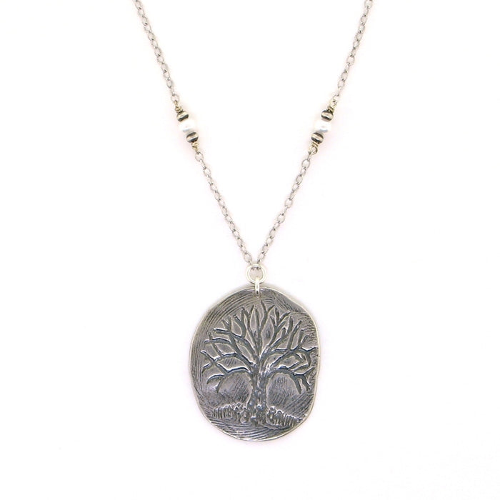 J & I Tree of Life with Pearl Necklace