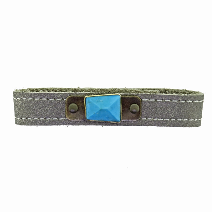 KBD Stacker Cuff Turquoise Howlite Pewter Leather