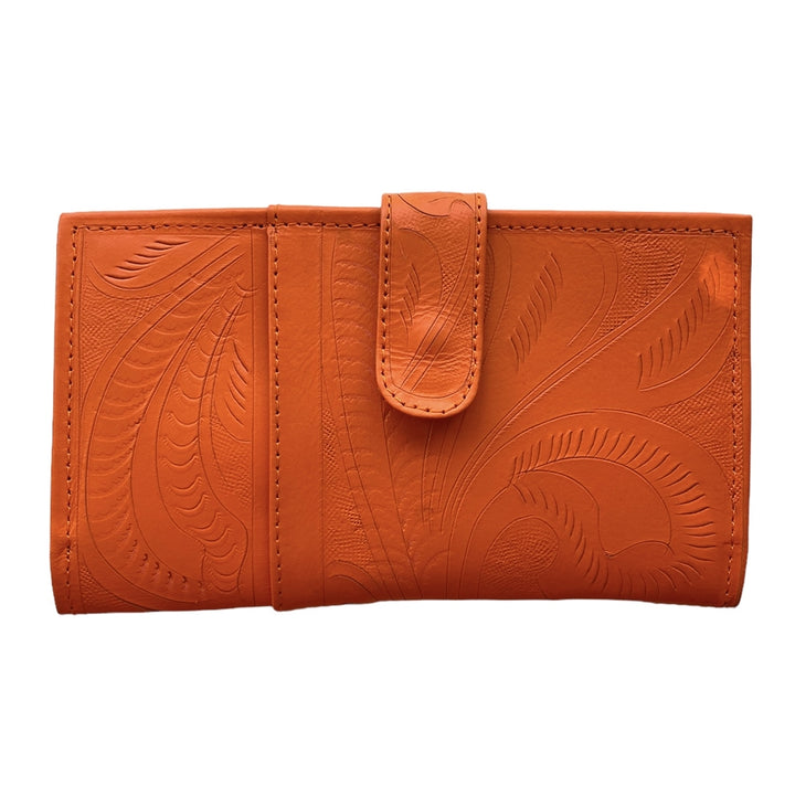 Leaders in Leather Orange Wallet Magnetic Closure