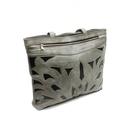Leaders in Leather Gray & Forest Green  Cutout Handbag