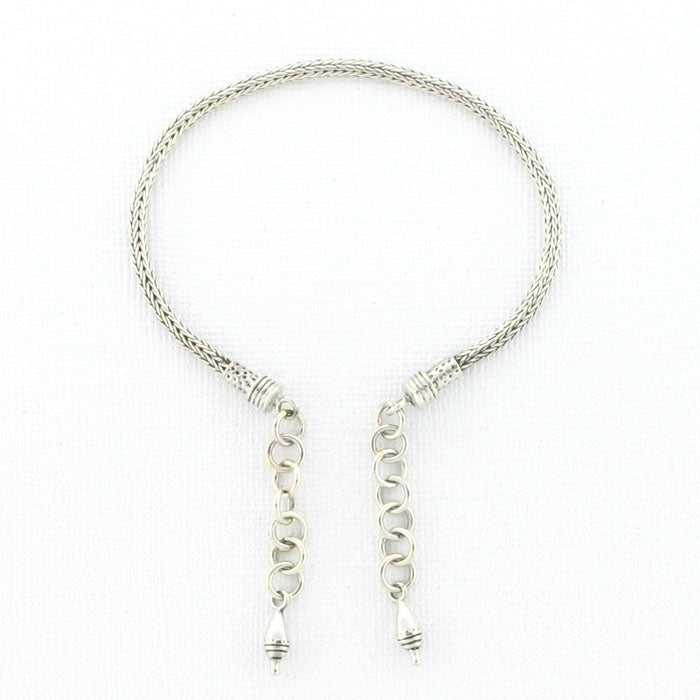AK23 Tabra Connector Anklet Chain-Silver Woven