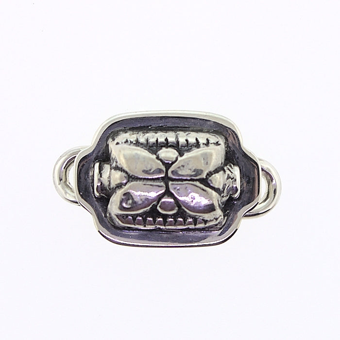 Tabra Small Silver Flower Rectangle Charm