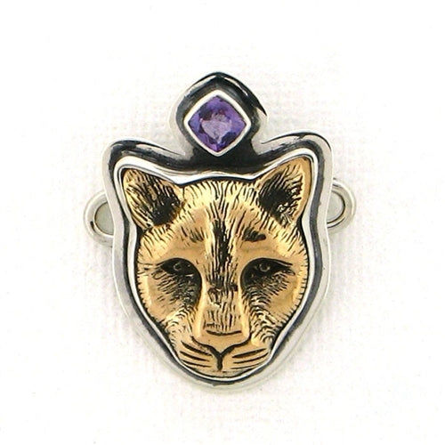 Tabra Bronze Jaguar Charm with Faceted Amethyst