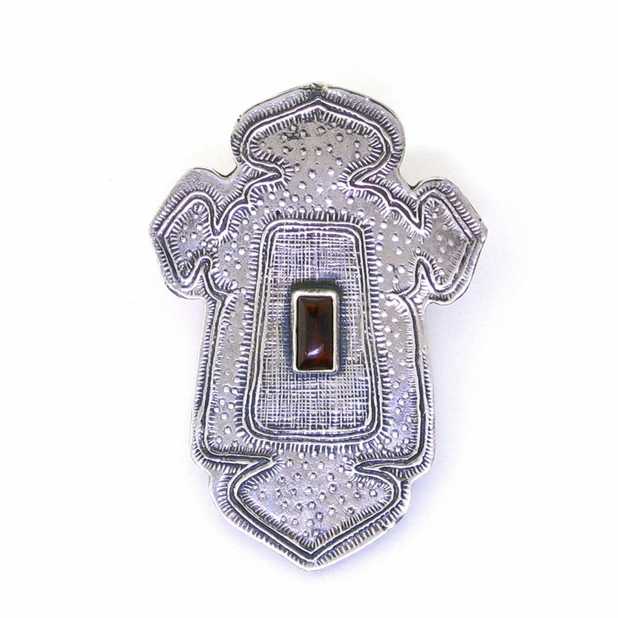 Tabra Sterling Silver Amber Ethiopian Cross Pendant