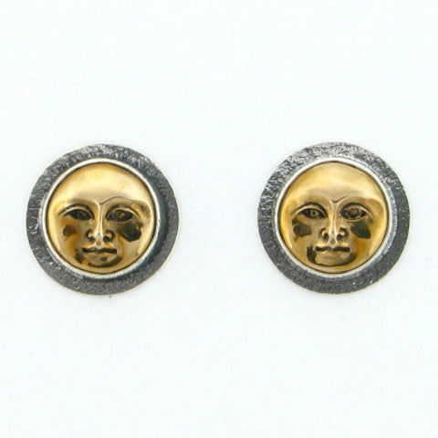 Tabra Bronze & Silver Moon Goddess Earrings on Posts