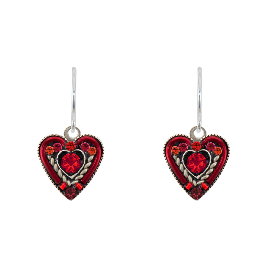 Firefly Jewelry Heart Within A Heart Earrings Red
