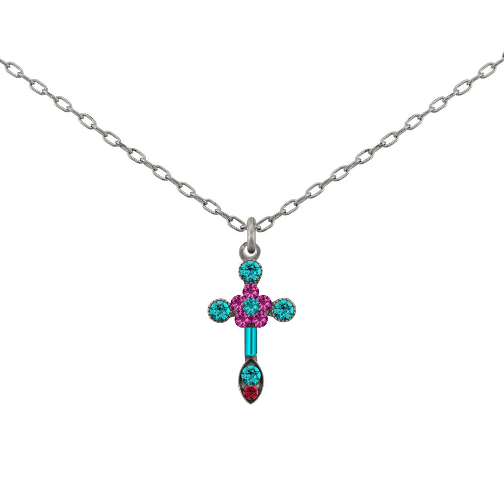Firefly Jewelry Cross Necklace Miniature Teal