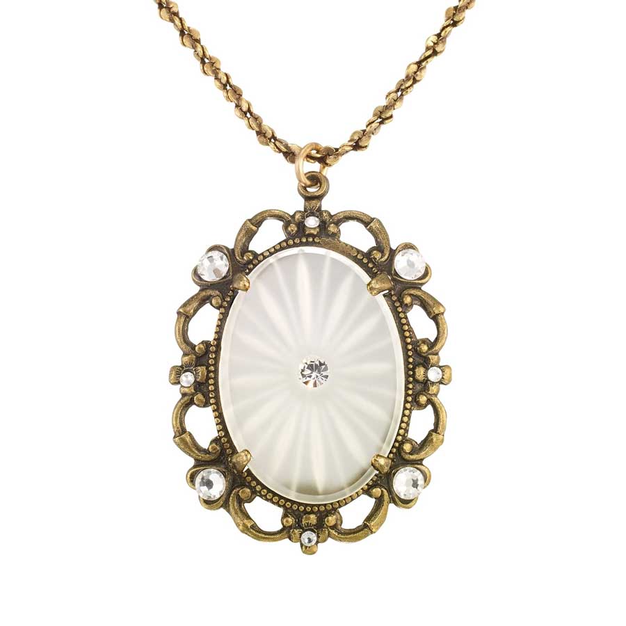 Anne Koplik Forever Vintage Glass Oval Crystal Necklace