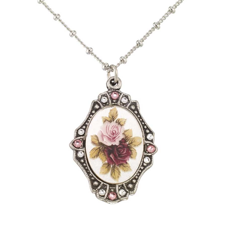 Anne Koplik Forever Green Glass Floral Crystal Necklace