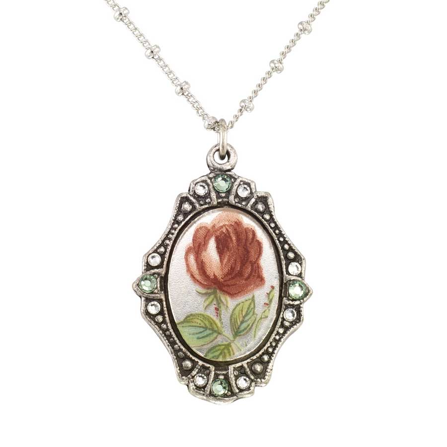 Anne Koplik Forever Rose Glass Floral Crystal Necklace
