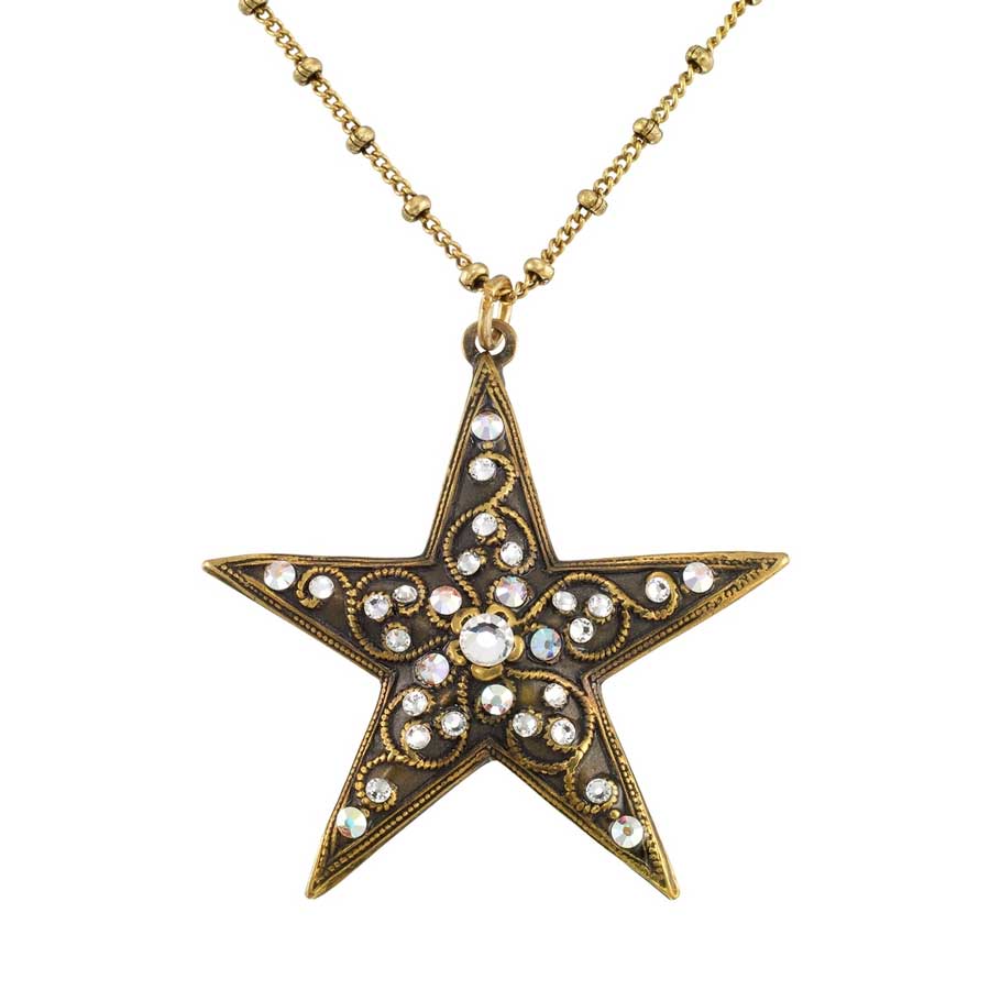 Anne Koplik Vintage Filigree Crystal Star Necklace