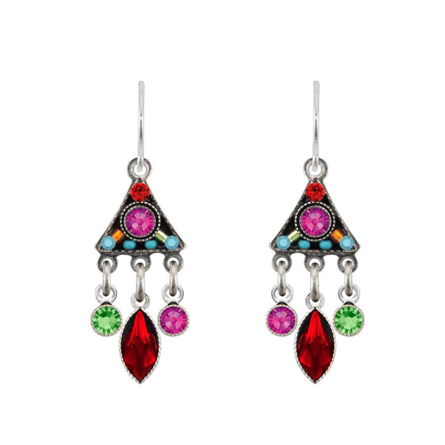 Firefly Jewelry Triangle Checkerboard Drop Earrings Multicolor