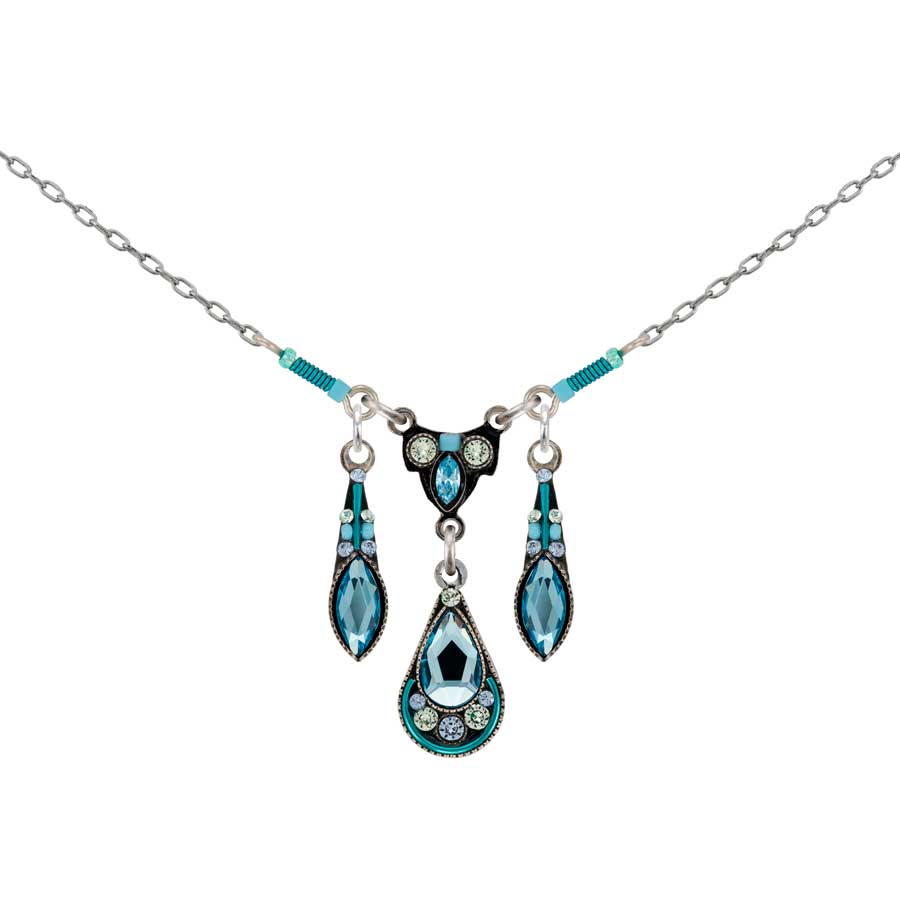 Firefly Jewelry Carmel Simple Three Drop Necklace Aqua