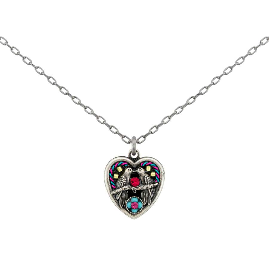 Firefly Jewelry Love Birds Heart Necklace Multicolor