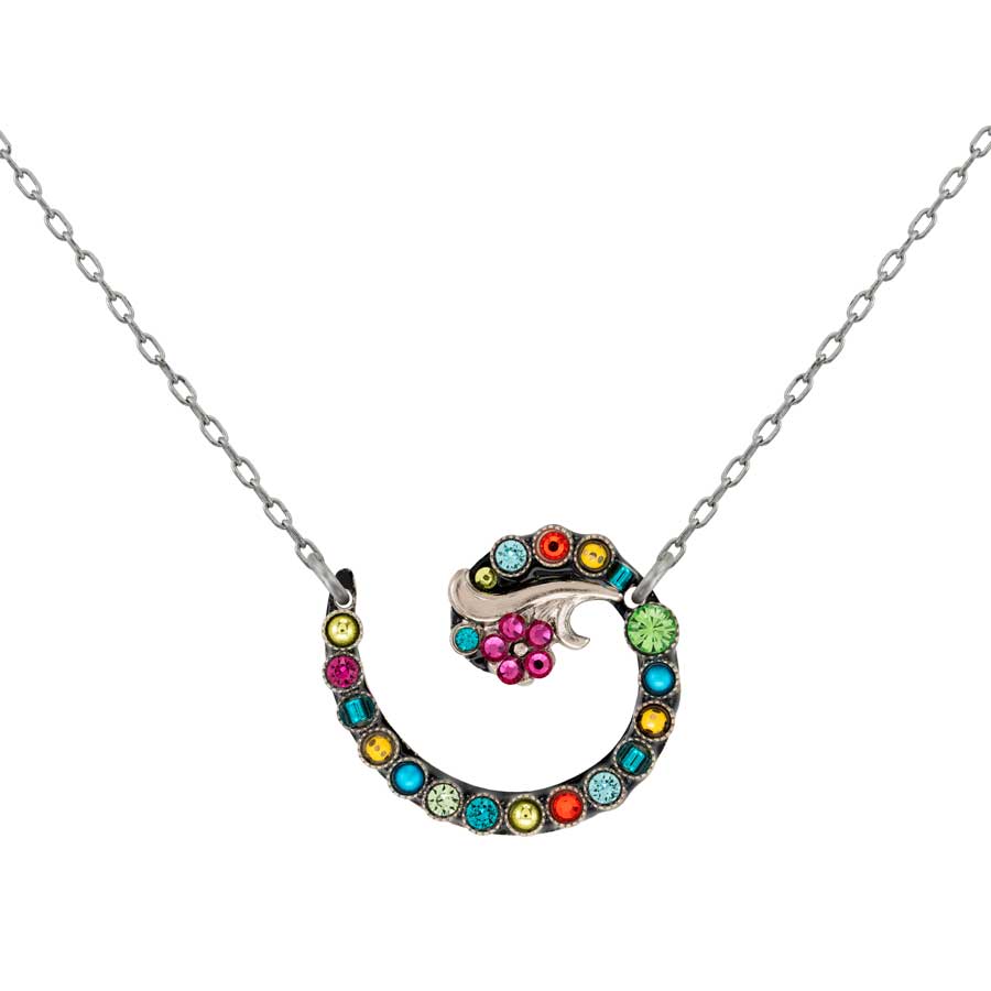 Firefly Jewelry Botanical Spiral Flower Necklace Multicolor