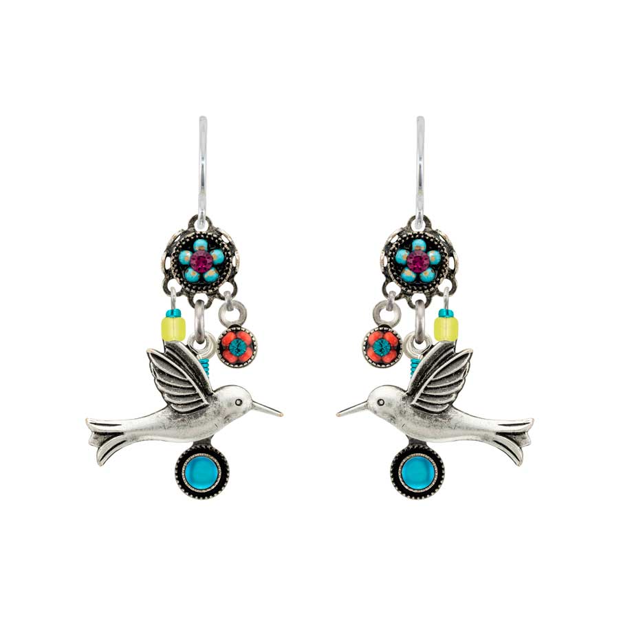 Firefly Jewelry Hummingbird Flower Earrings Multicolor