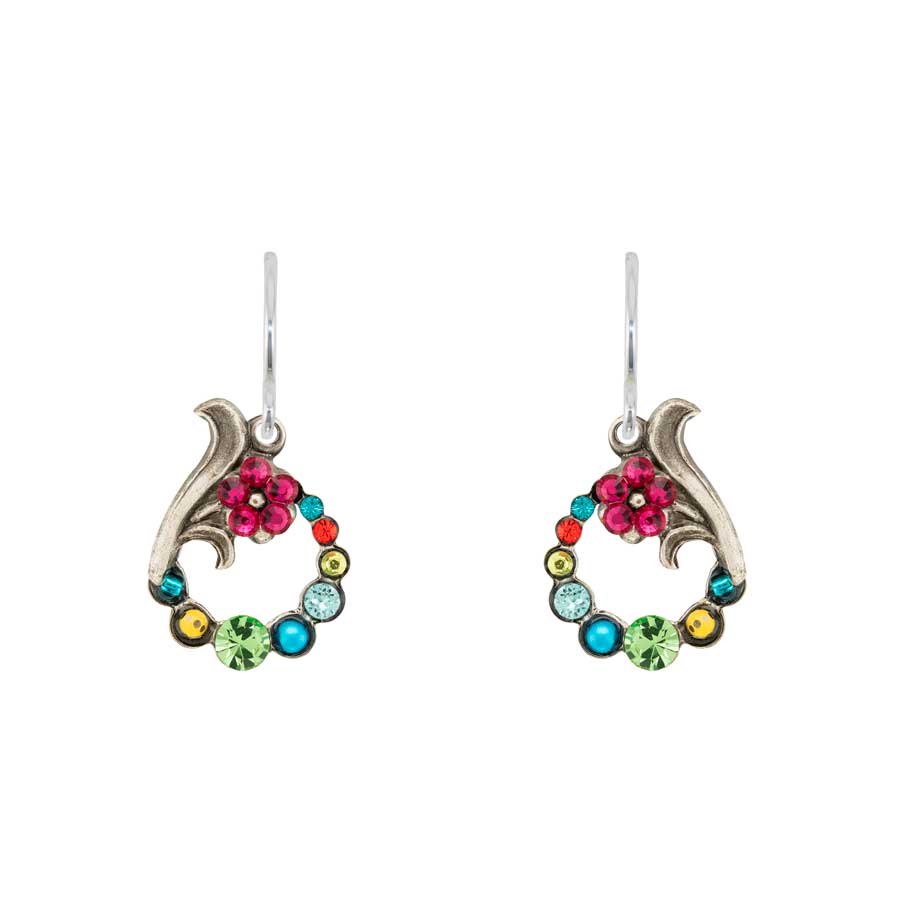 Firefly Jewelry Botanical Petite Hoop Flower Earrings Multicolor #2