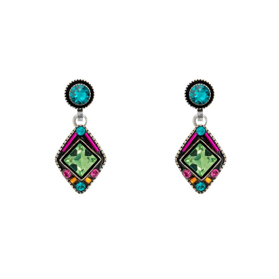 Firefly Jewelry Architectural Diamond Shape Post Earrings Multicolor