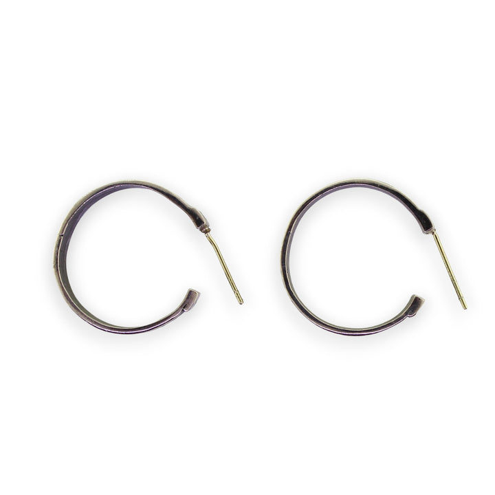 Tabra Silver Ethnic Hoop Post Earrings GH302