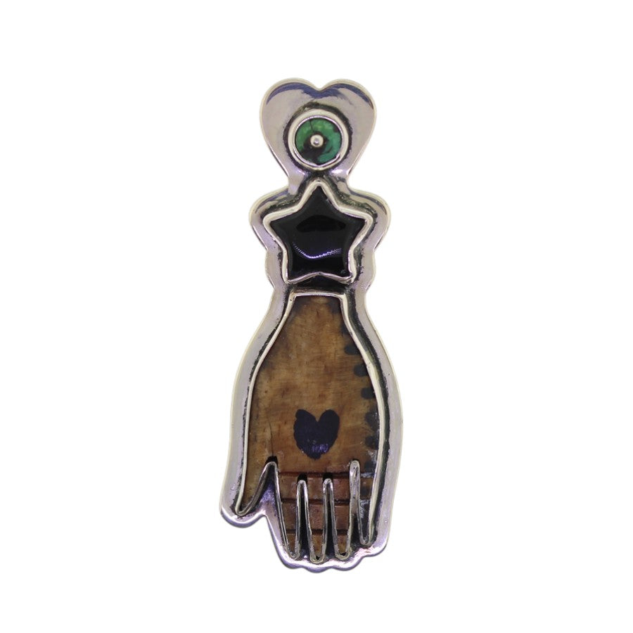Tabra Bone Hand Star Pendant Onyx Turquoise