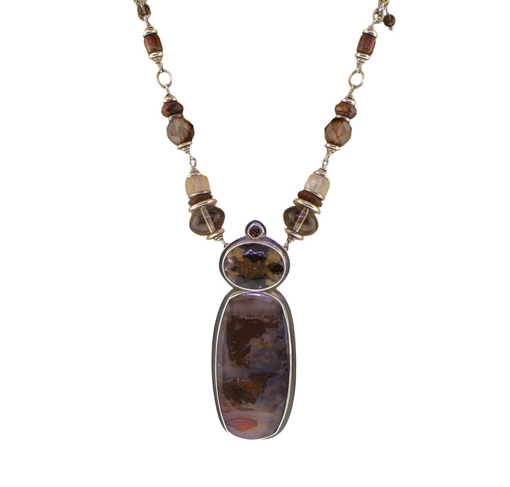 Tabra Rare Vintage Russian Picture Moss Agate Necklace