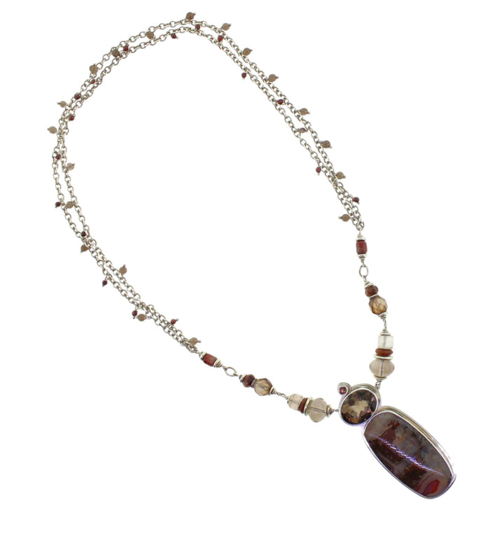 Tabra Rare Vintage Russian Picture Moss Agate Necklace