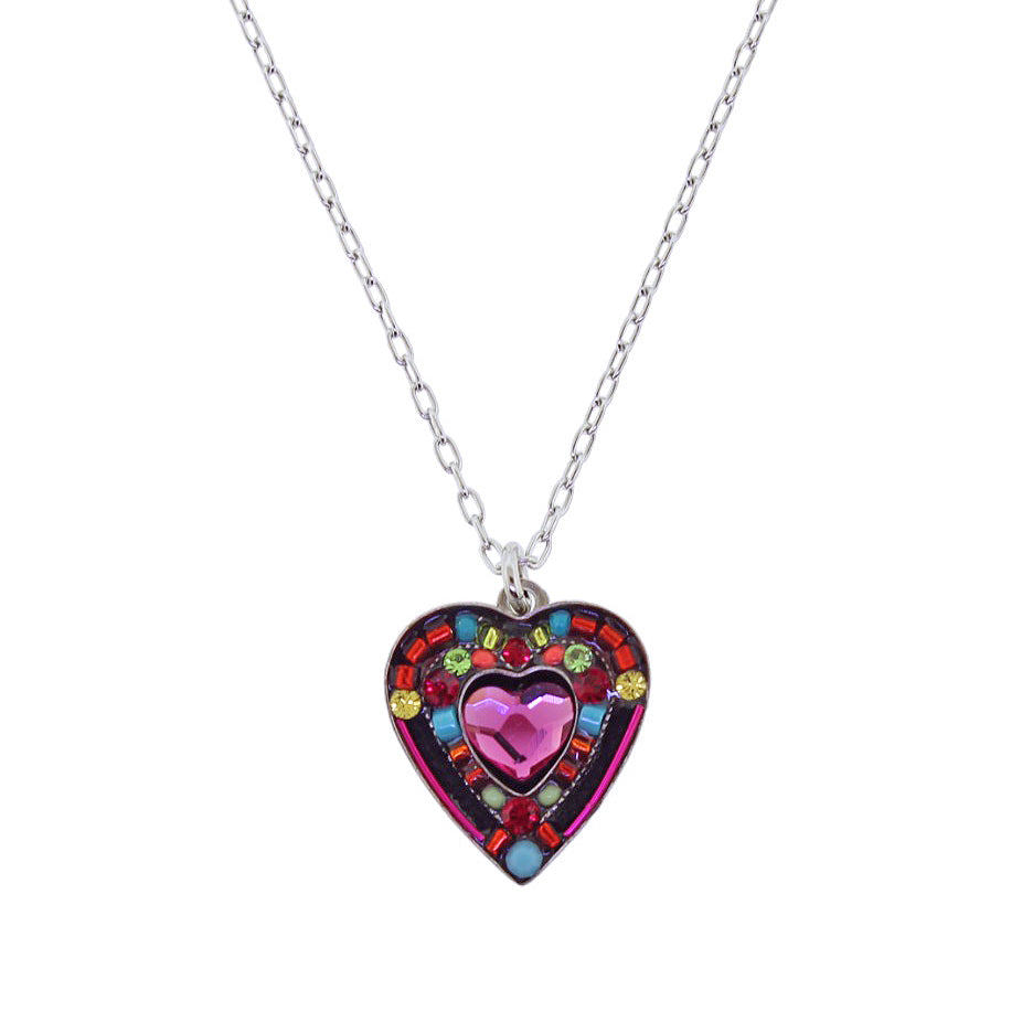 Firefly Jewelry Rose Heart Necklace Multi Color