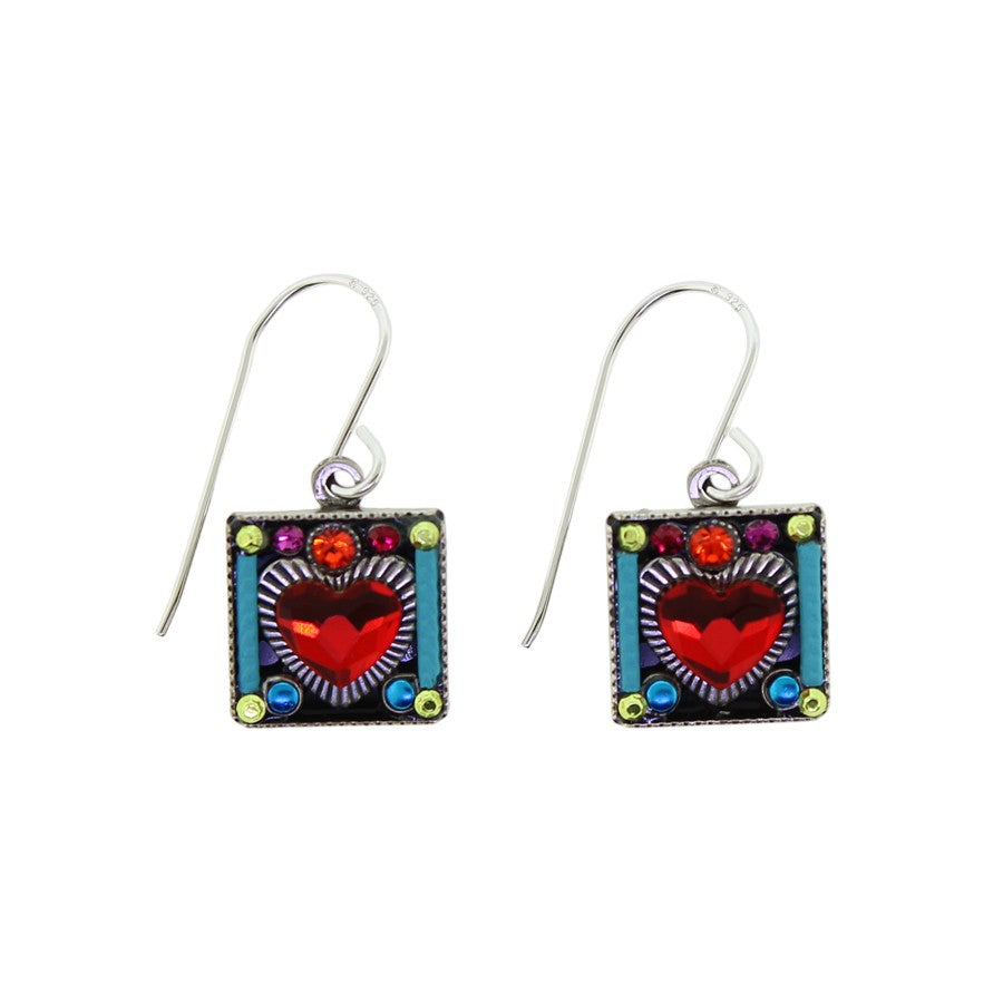 Firefly Jewelry Heart Square Earrings Multicolor