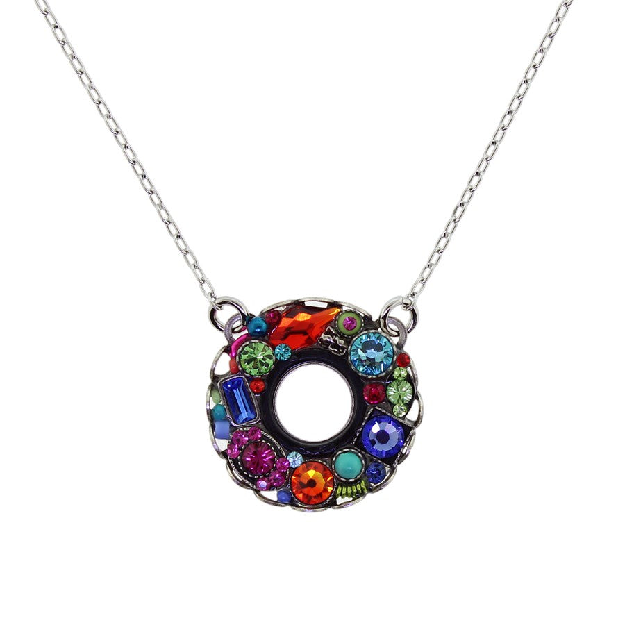 Firefly Jewelry Bejeweled Large Circle Necklace Multicolor