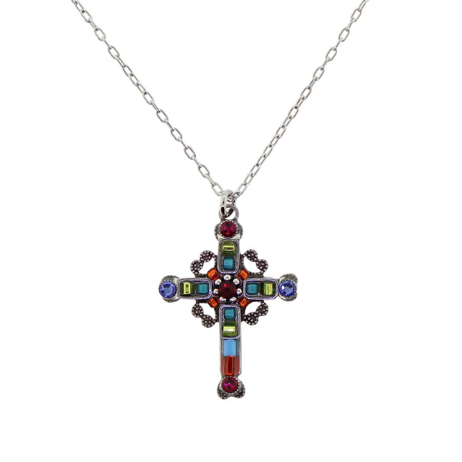 Firefly Jewelry Ornate Cross Necklace Multicolor