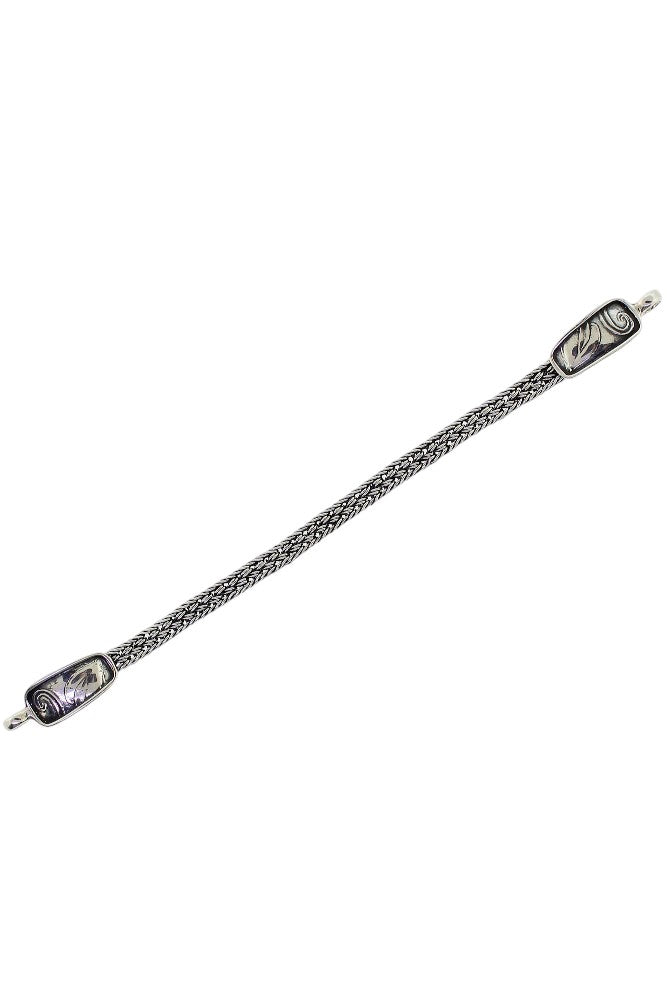 Emboss For Connector Tabra Sterling Silver Connector Bracelet Chain - Narrow Leaf Emboss CB ...