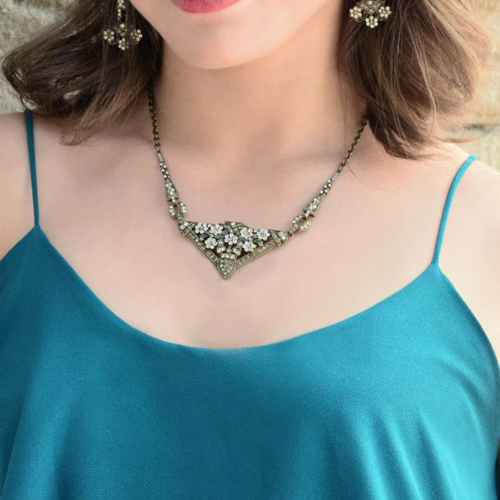 Sweet Romance Art Deco Fringe Triangle Gatsby Necklace