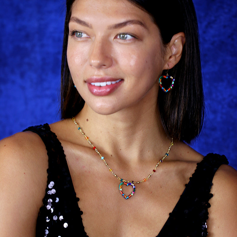 Michal Golan Multi-Bright Open Heart Earrings