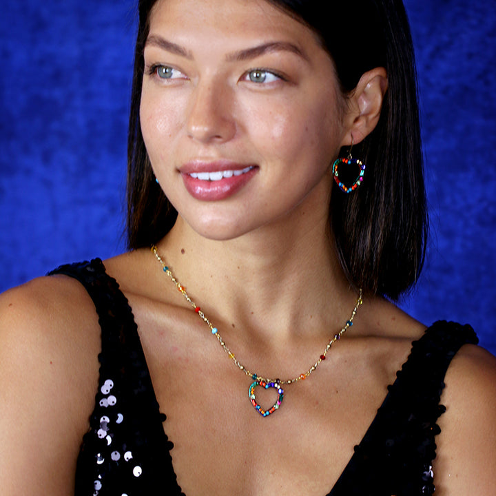 Michal Golan Multi-Bright Open Heart Earrings