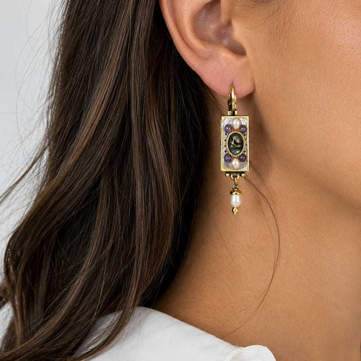 Michal Golan Amethyst Bar Earrings